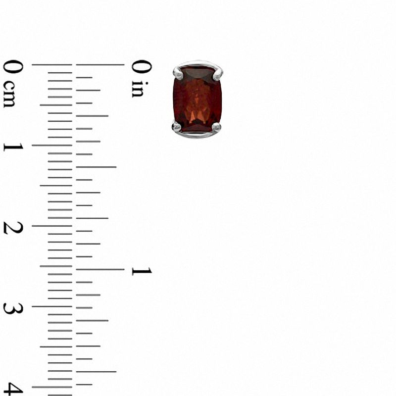 Main Image 4 of Cushion-Cut Garnet and Diamond Accent Pendant, Ring and Earrings Set in Sterling Silver - Size 7