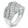 Thumbnail Image 2 of Baguette and Round Lab-Created White Sapphire Wave Band in Sterling Silver
