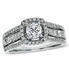 Thumbnail Image 1 of Celebration Ideal 1 CT. T.W. Certified Diamond Framed Engagement Ring in 14K White Gold (J/I1)