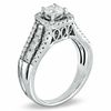 Thumbnail Image 2 of Celebration Ideal 1 CT. T.W. Certified Diamond Framed Engagement Ring in 14K White Gold (J/I1)