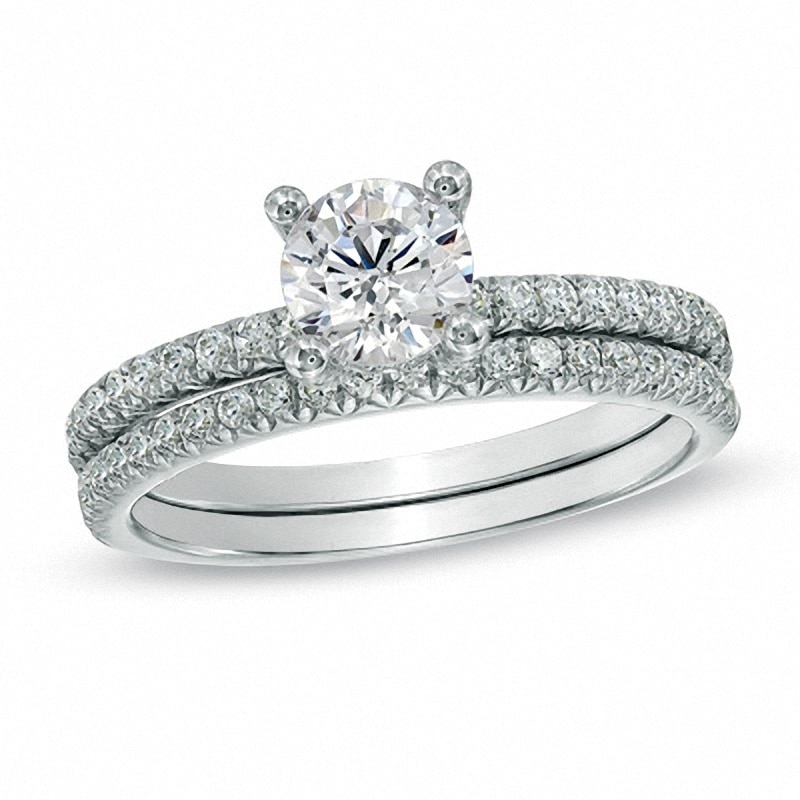 Main Image 1 of Celebration Grand® 1-1/4 CT. T.W. Certified Diamond Bridal Set in 14K White Gold (J/I1)