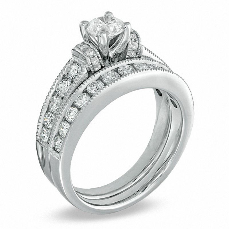 Main Image 2 of Celebration Ideal 1-1/2 CT. T.W. Certified Diamond Bridal Set in 14K White Gold (J/I1)