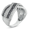 Thumbnail Image 2 of 1 CT. T.W. Enhanced Black and White Diamond Crossover Band in 10K White Gold