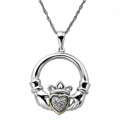 Sterling Silver Claddagh Heart Necklace