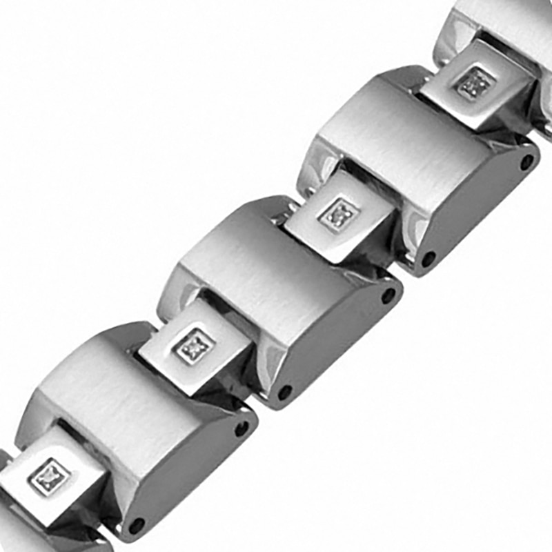 Men's 1/10 CT. T.W. Diamond Link Bracelet in Stainless Steel - 8.5"