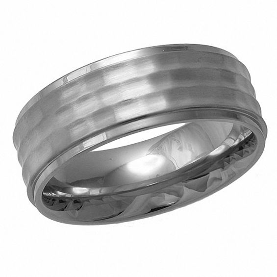 8.0mm Hammered Stainless Steel Wedding Band