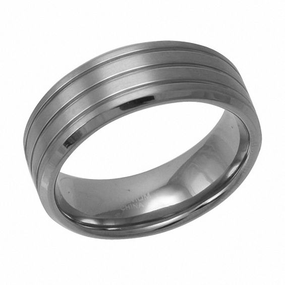 8.0mm Grooved Titanium Wedding Band