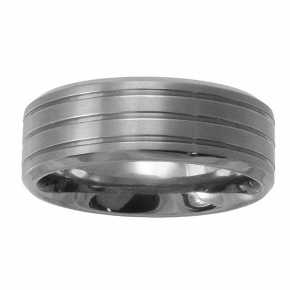 8.0mm Grooved Titanium Wedding Band