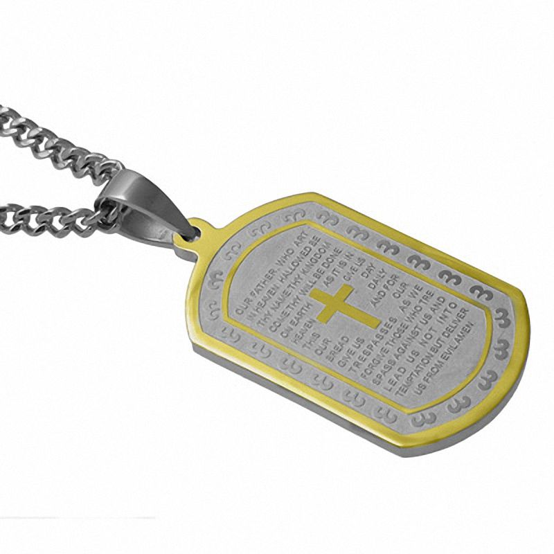 Men's Double 14K Gold Flat Edge Dog Tag Necklace