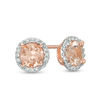 Thumbnail Image 0 of 5.0mm Morganite and Diamond Accent Frame Stud Earrings in 10K Rose Gold