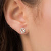 Thumbnail Image 2 of 5.0mm Morganite and Diamond Accent Frame Stud Earrings in 10K Rose Gold