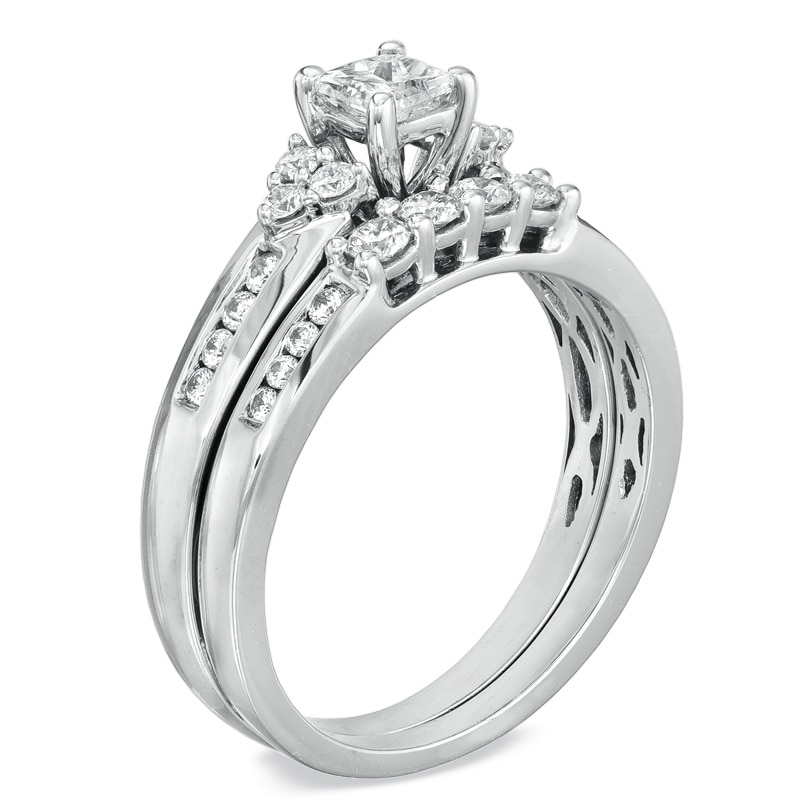 Main Image 2 of 3/4 CT. T.W. Princess-Cut Diamond Bridal Set in 14K White Gold