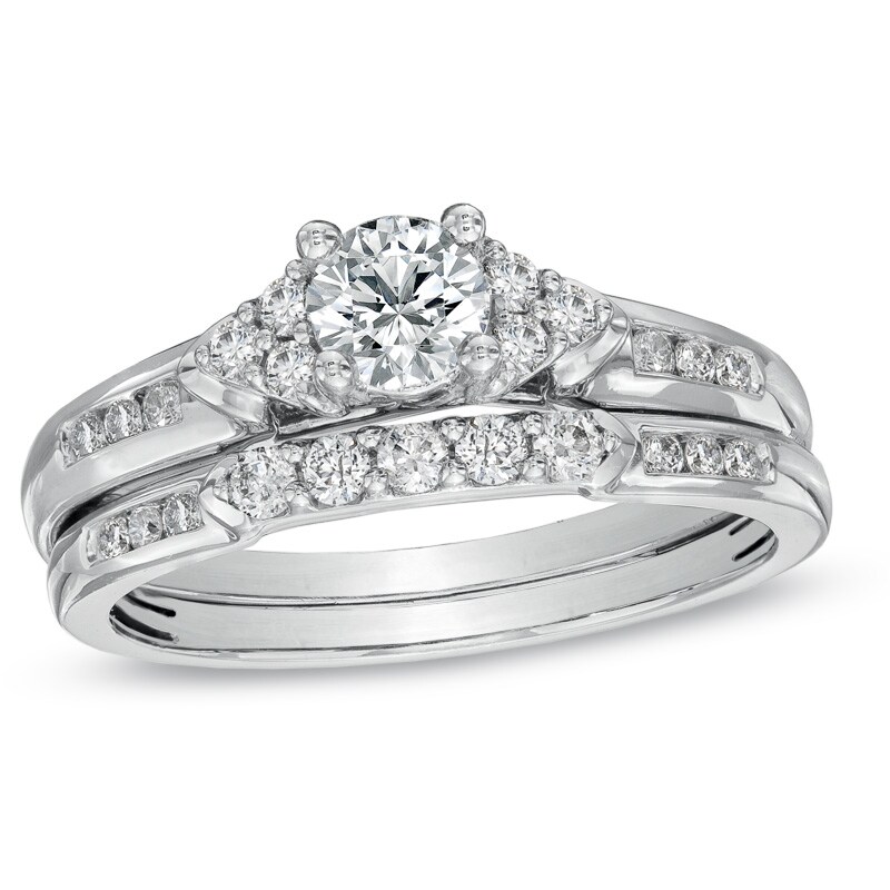 Main Image 1 of 3/4 CT. T.W. Diamond Bridal Set in 14K White Gold