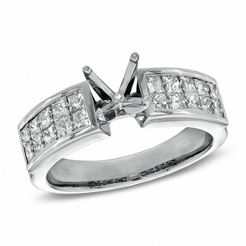Main Image 1 of 1 CT. T.W. Princess-Cut Diamond Semi-Mount in 14K White Gold