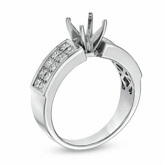 1 CT. T.w. Princess-Cut Diamond Semi-Mount in 14K White Gold