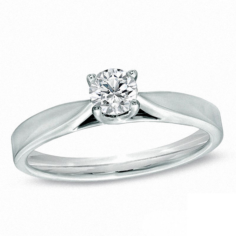 Celebration Ideal 1/3 CT. Diamond Solitaire Engagement Ring in 14K White Gold (J/I1)