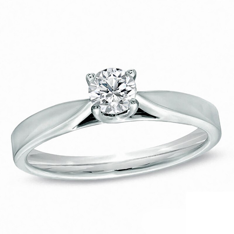 Main Image 1 of Celebration Ideal 1/3 CT. Certified Diamond Solitaire Engagement Ring in 14K White Gold (J/I1)