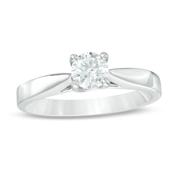 Celebration Ideal 1/2 CT. Certified Diamond Solitaire Engagement Ring in 14K White Gold (I/I1)