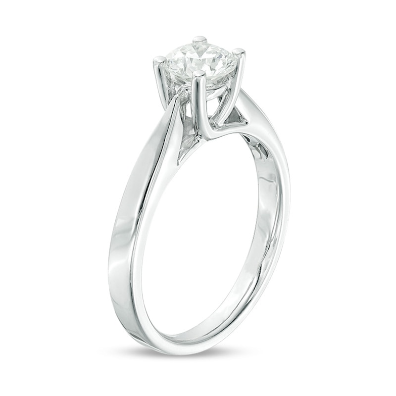 Main Image 2 of Celebration Ideal 3/4 CT. Certified Diamond Solitaire Engagement Ring in 14K White Gold (J/I1)