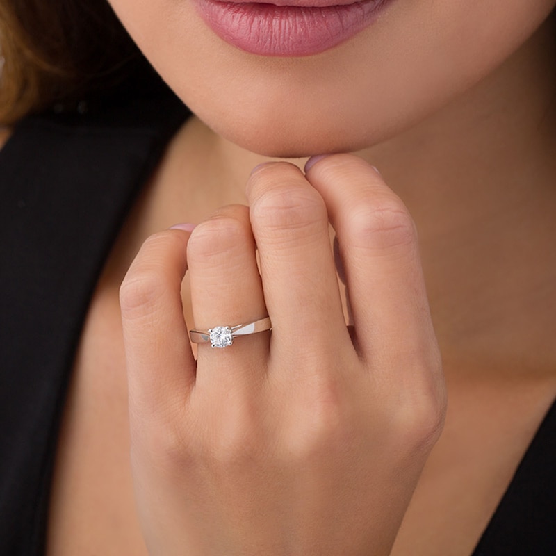 Main Image 3 of Celebration Ideal 3/4 CT. Certified Diamond Solitaire Engagement Ring in 14K White Gold (J/I1)
