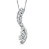 1/3 CT. T.W. Journey Round and Baguette Diamond Ribbon Pendant in 10K White Gold
