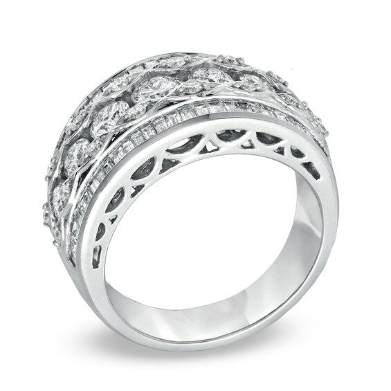 2 CT. T.w. Round and Baguette Diamond Anniversary Band in 14K White Gold