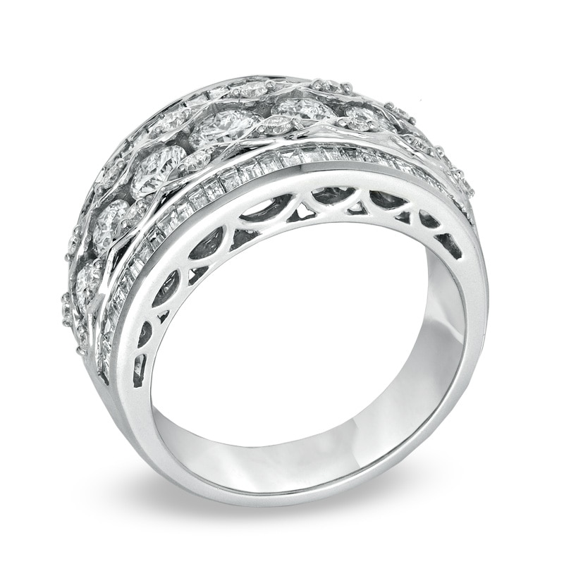2 CT. T.W. Round and Baguette Diamond Anniversary Band in 14K White Gold