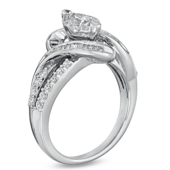 1 CT. T.w. Marquise Diamond Twist Engagement Ring in 14K White Gold