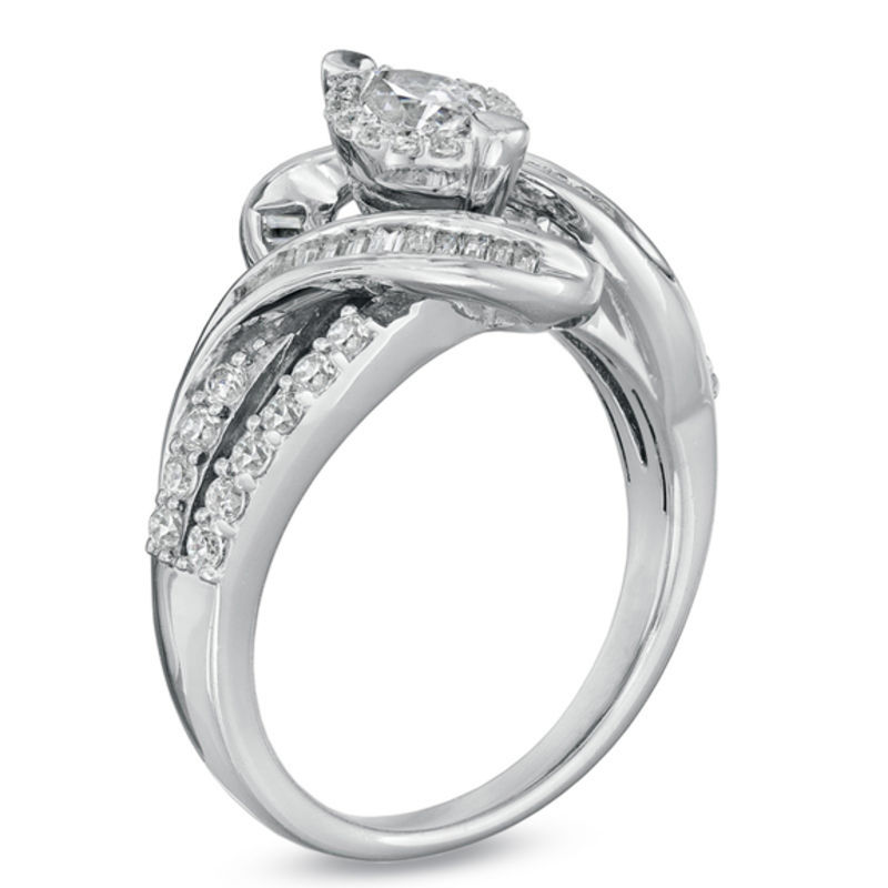 Main Image 2 of 1 CT. T.W. Marquise Diamond Twist Engagement Ring in 14K White Gold