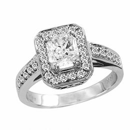 1-1/3 CT. T.W. Radiant-Cut Diamond Framed Engagement Ring in 14K White Gold