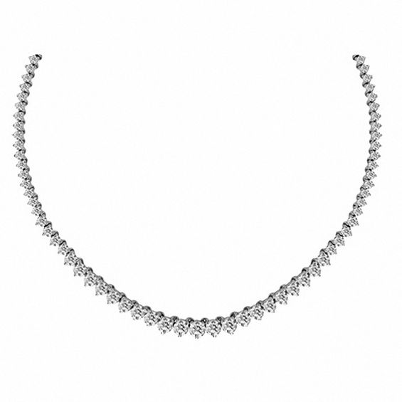 3-1/2 CT. T.w. Graduated Diamond Riviera Tennis Necklace in 14K White Gold - 17" (I/I2)