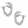 Thumbnail Image 1 of Crystal Oval "X" Hoop Earrings in Sterling Silver