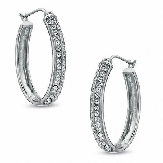 Crystal Hoop Earrings in Sterling Silver