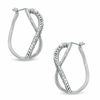 Thumbnail Image 1 of Crystal Infinity Loop Hoop Earrings in Sterling Silver
