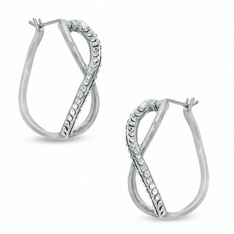 Main Image 1 of Crystal Infinity Loop Hoop Earrings in Sterling Silver