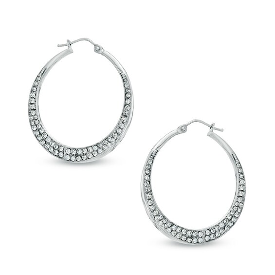 Crystal Hoop Earrings in Sterling Silver