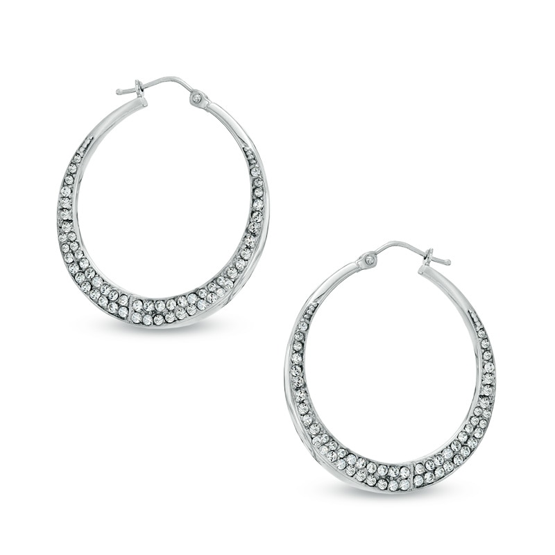 Main Image 1 of Crystal Hoop Earrings in Sterling Silver