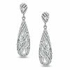 Thumbnail Image 1 of Crystal Oblong Swirl Drop Earrings in Sterling Silver