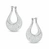 Thumbnail Image 1 of Crystal Oval Twist Hoop Earrings in Sterling Silver
