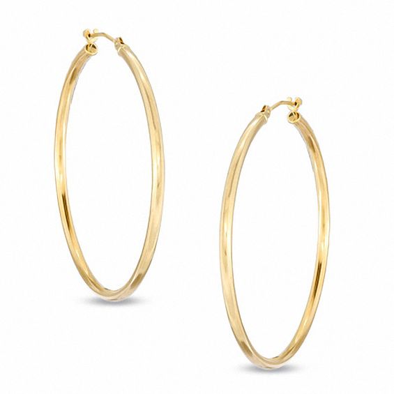 42mm Polished Hoop Earrings in 14K Gold