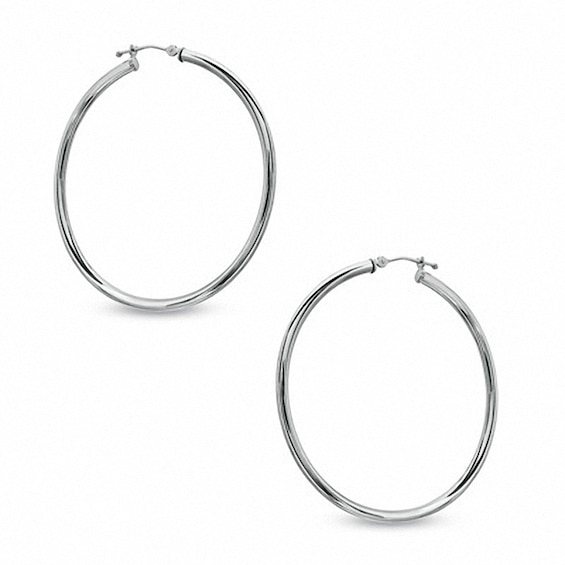 47mm Polished Hoop Earrings in 14K White Gold