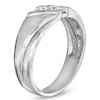 Thumbnail Image 2 of Men's 1/6 CT. T.W. Diamond Three Stone Slant Wedding Band in 10K White Gold