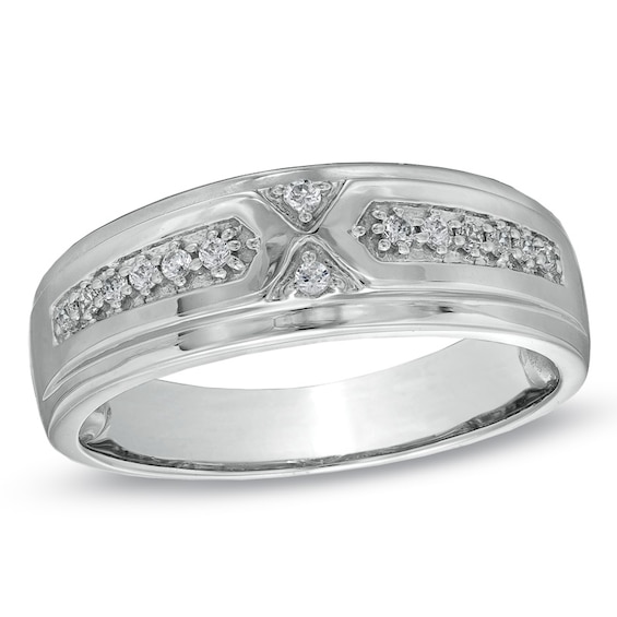 Men's 1/6 CT. T.w. Diamond Wedding Band in 10K White Gold