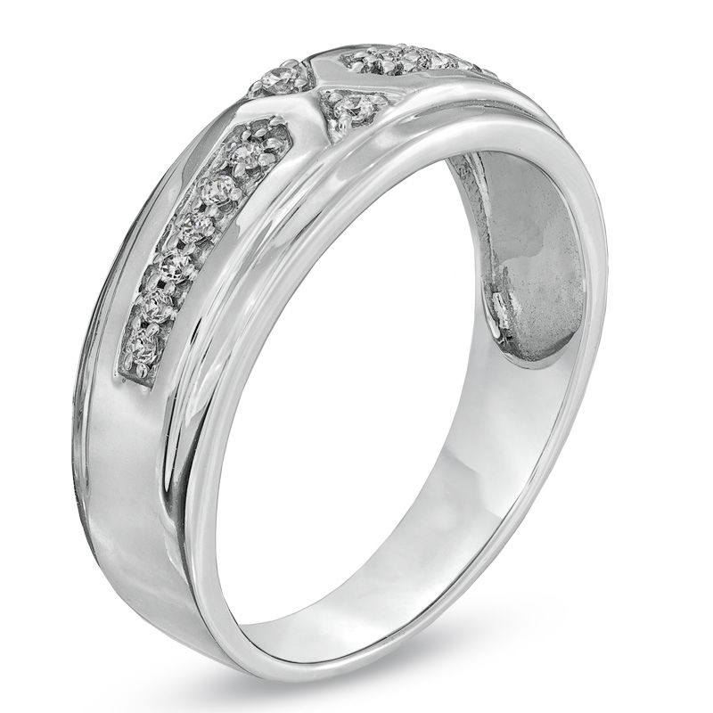 Men's 1/6 CT. T.W. Diamond Wedding Band in 10K White Gold