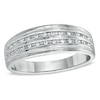 Thumbnail Image 0 of Men's 1/15 CT. T.W. Diamond Double Row Wedding Band in Sterling Silver