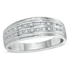 Thumbnail Image 1 of Men's 1/15 CT. T.W. Diamond Double Row Wedding Band in Sterling Silver