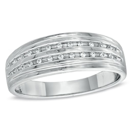 1/15 CT. T.W. Diamond Double Row Wedding Band in Sterling Silver