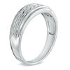 Thumbnail Image 2 of Men's 1/15 CT. T.W. Diamond Double Row Wedding Band in Sterling Silver