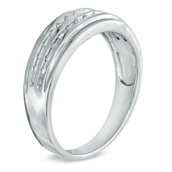 1/15 CT. T.w. Diamond Double Row Wedding Band in Sterling Silver