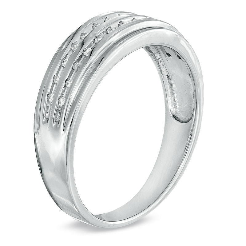 Men's Diamond Accent Double Row Wedding Band in Sterling